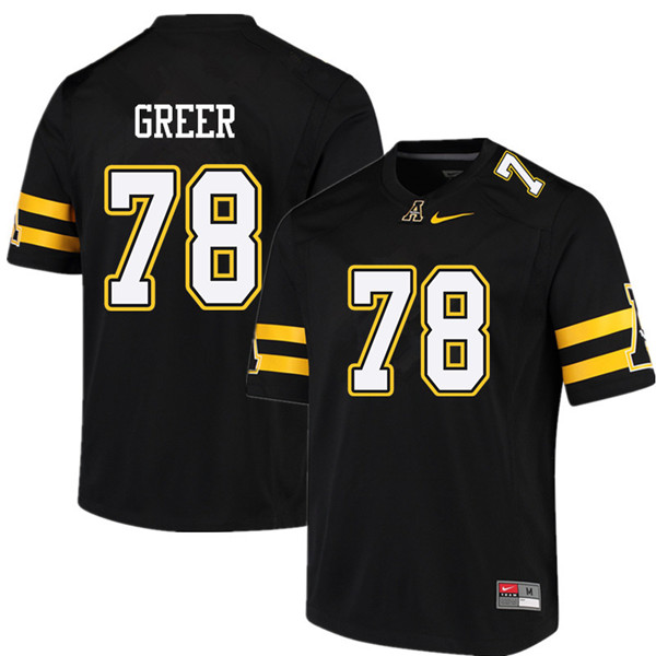 Men #78 Chandler Greer Appalachian State Mountaineers College Football Jerseys Sale-Black